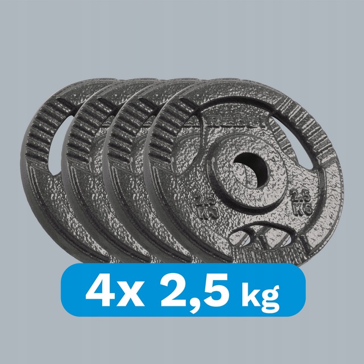 Obciążenie żeliwne zestaw 4x2.5kg 10kg otwór 31mm talerz z uchwytami REBEL