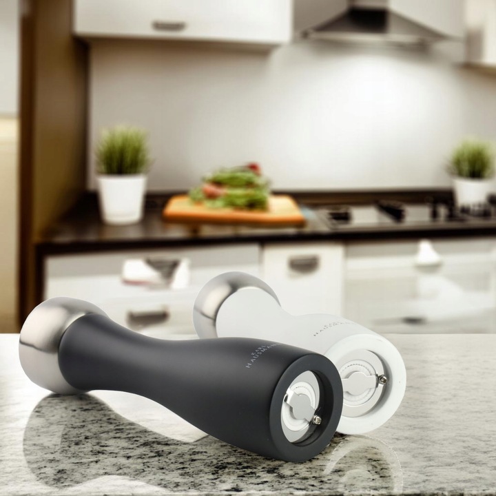 ZESTAW RĘCZNYCH MŁYNKÓW DO MIELENIA SOLI PIEPRZU PRZYPRAW BIAŁY I CZARNY