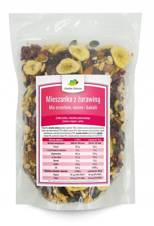 MIESZANKA STUDENCKA Z ŻURAWINĄ Mix orzechów, nasion i bakalii 1kg