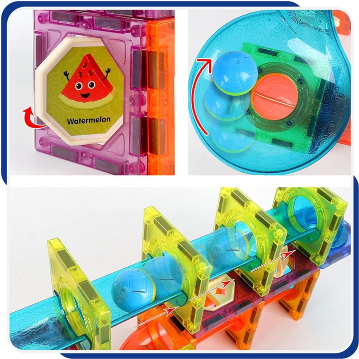 Klocki MAGNETYCZNE KONSTRUKCYJNE świecący tor 202 el 3D Zabawka edukacyjna