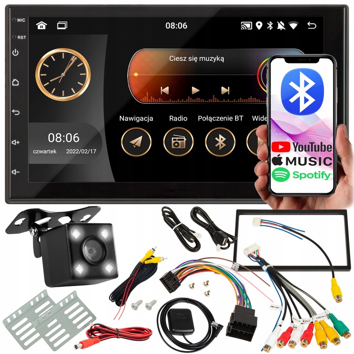 RADIO SAMOCHODOWE 2 DIN WiFi GPS ANDROID BLUETOOTH USB RDS KAMERA COFANIA