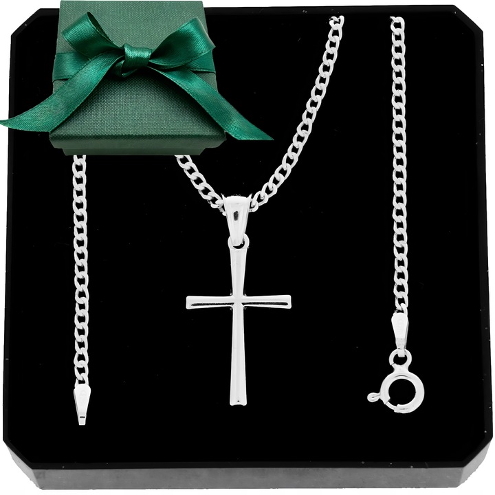 SREBRNY ŁAŃCUSZEK PANCERKA I KRZYŻYK 020/50CM ZESTAW IDEALNY NA PREZENT