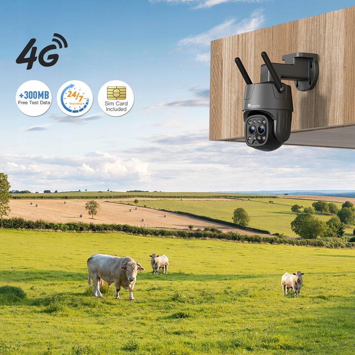 KAMERA ZEWNĘTRZNA IP Z KARTĄ SIM 3G 4G LTE GSM PTZ PODWÓJNY OBIEKTYW 6×ZOOM