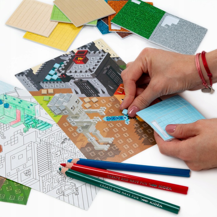 Kolorowanka + kreatywna mozaika dla chłopca MINECRAFT zestaw KIDEA