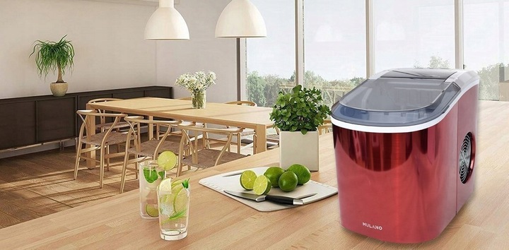 CZERWONA KOSTKARKA MASZYNA DO ROBIENIA KOSTEK LODU DO DRINKÓW WYDAJNA