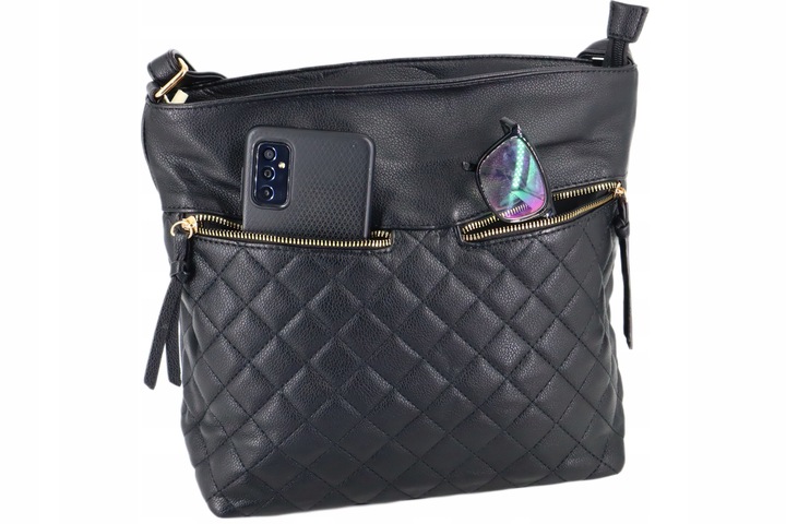 Torebka damska listonoszka klasyczna miękka z długim paskiem pikowana