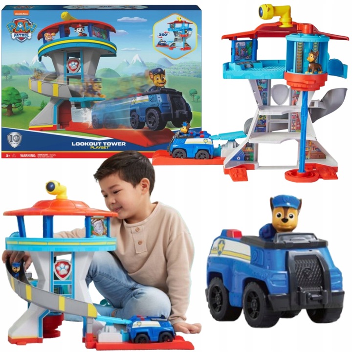 PSI PATROL DUŻA BAZA ZE ZJEŻDŻALNIĄ + CHASE FIGURKA I POJAZD RADIOWÓZ