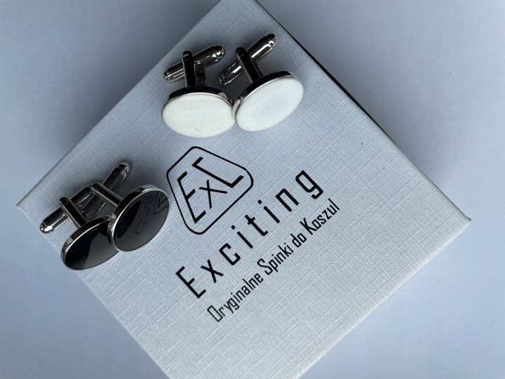 Męskie srebrne spinki do mankietów EXC Kotwica Żeglarskie Czarne Kotwice