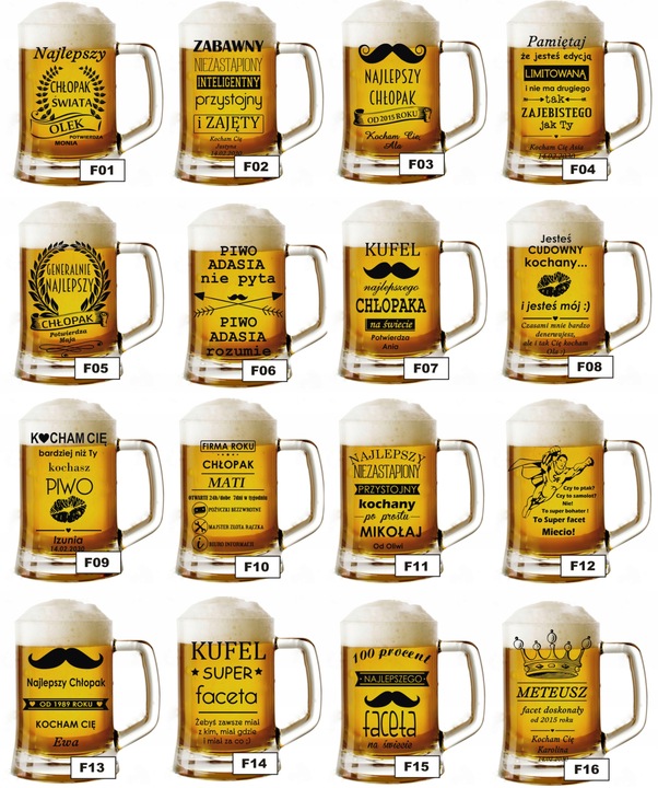 Kufel do piwa z grawerem NA DZIEŃ MĘŻCZYZNY WALENTYNKI Urodziny inne okazje