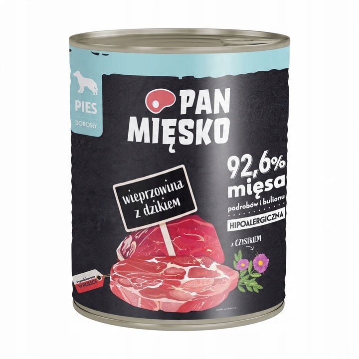 Pan Mięsko karma mokra PIES Wieprzowina z dzikiem 6x800g