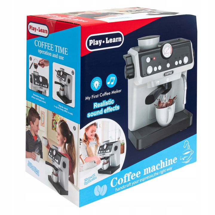 EKSPRES DO KAWY DLA DZIECI AUTOMAT ZESTAW BARISTY DŹWIĘK LED + FILIŻANKA