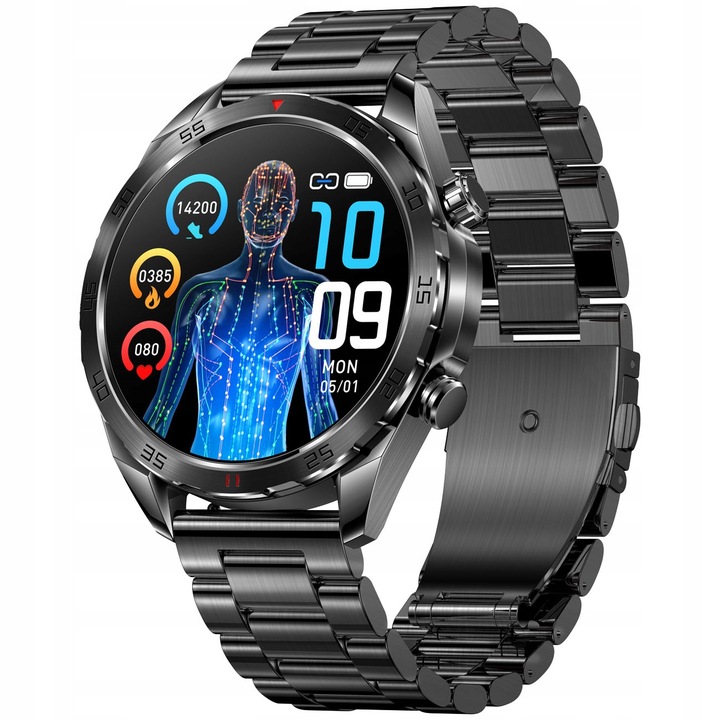 SMARTWATCH MĘSKI ZEGAREK EKG FUNKCJA POMIARU CUKRU AMOLED CIŚNIENIE ROZMOWY