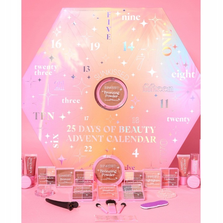 Sunkissed Kalendarz Adwentowy Zestaw Kosmetyków Damskich Do Makijażu 2024