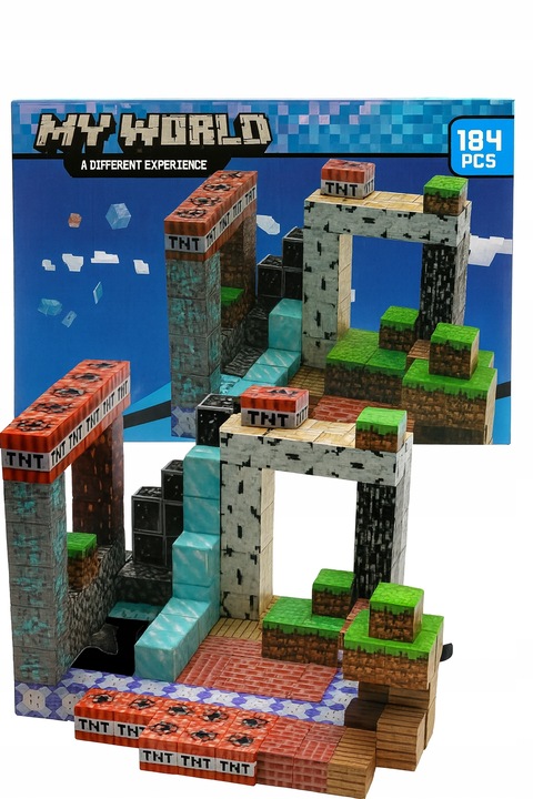 KLOCKI MAGNETYCZNE PIKSELE BLOCZKI SZEŚCIANY MOCNE 184 KLOCKI 2 FIGURKI