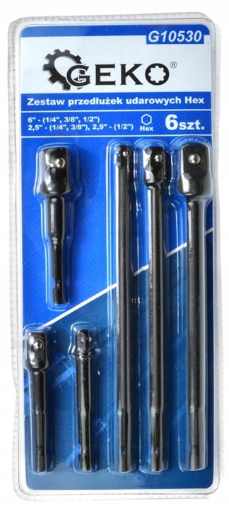 PRZEDŁUŻKI UDAROWE ZESTAW HEX 1/4, 1/2, 3/8