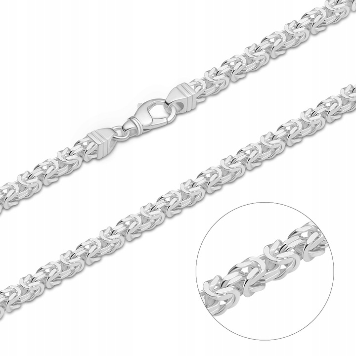 SREBRNY ŁAŃCUCH MĘSKI SPLOT KRÓLEWSKI 50 cm 4,5 mm SREBRO 925 GRAWER