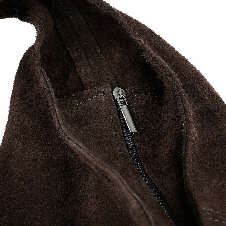 CZEKOLADOWA ZAMSZOWA TOREBKA WOREK BRĄZOWA TOREBKA ZAMSZ NATURALNY ZAMEK A4