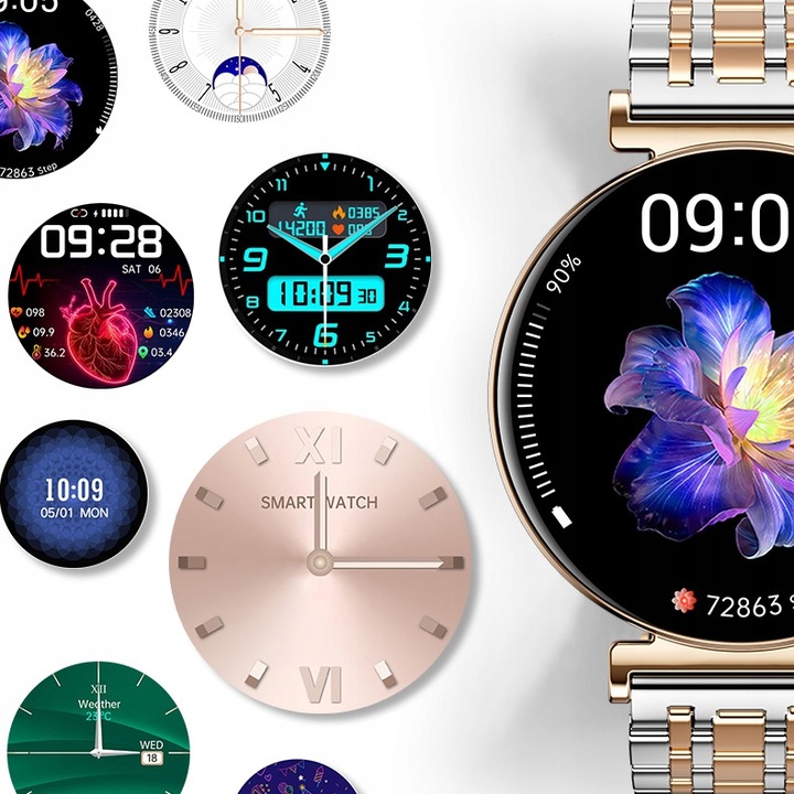 SMARTWATCH ZEGAREK DAMSKI EKG CIŚNIENIE TĘTNO ROZMOWY SMART WATCH MENU PL