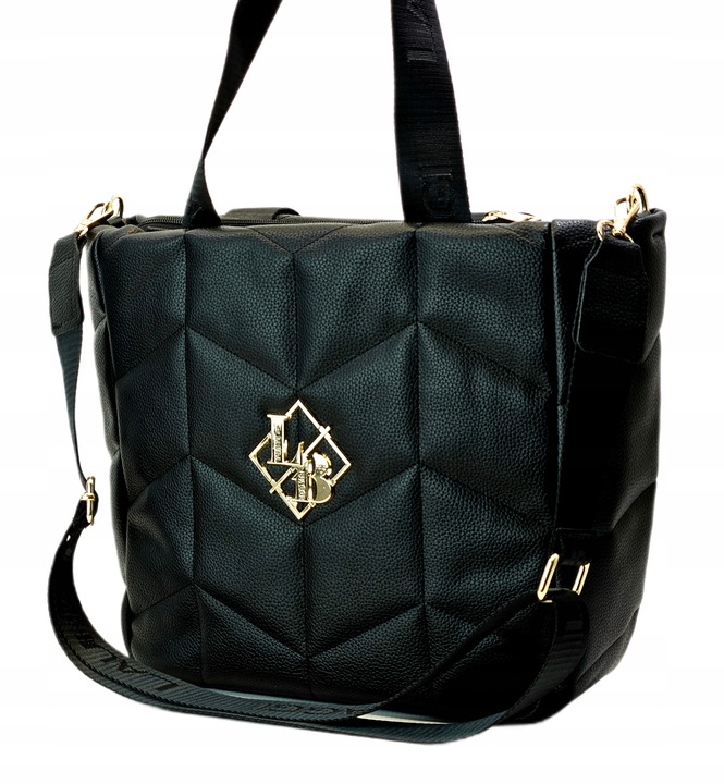 LAURA BIAGGI TORBA TOREBKA SHOPPERKA A4 NA RAMIĘ CZARNA POŁYSK