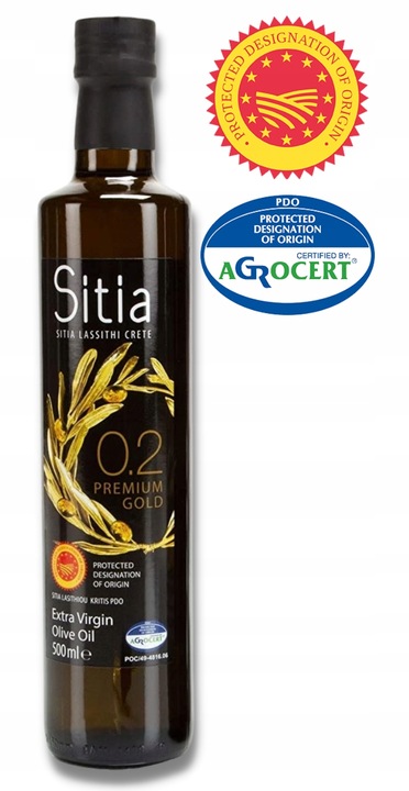 Oliwa z Oliwek Extra Virgin 500 ml Grecka SITIA 0,2% w szklanej butelce
