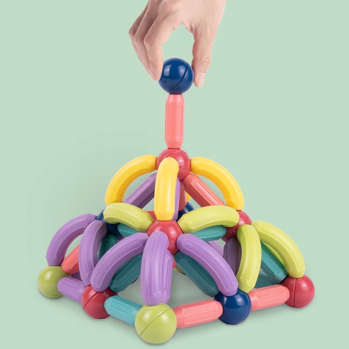 KLOCKI MAGNETYCZNE KONSTRUKCYJNE EDUKACYJNE DUŻY ZESTAW 120 ELEMENTÓW