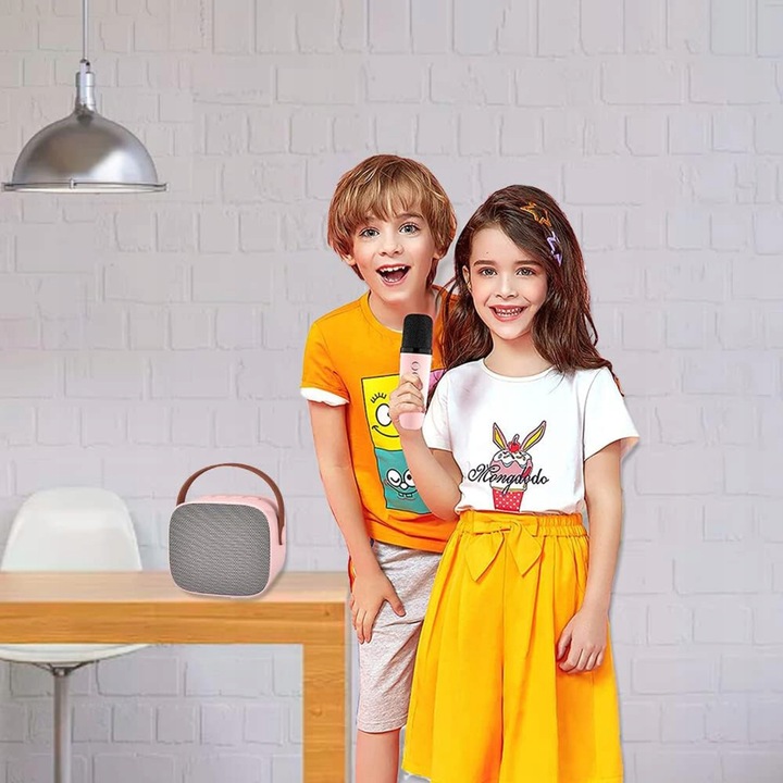 ZESTAW DO KARAOKE BEZPRZEWODOWY MINI GŁOŚNIK BLUETOOTH MIKROFON DLA DZIECI