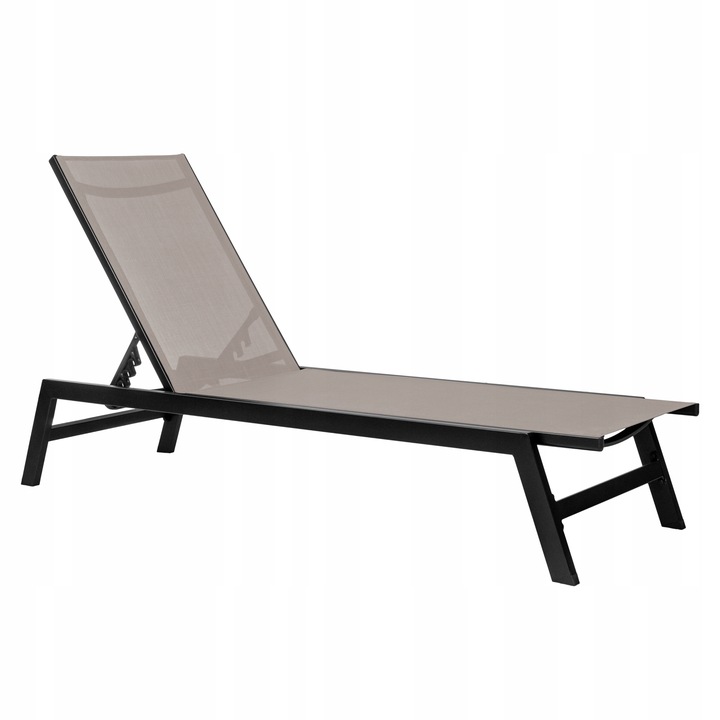 Leżak ogrodowy beżowy wygodny z aluminium rozkładany Leżanka na taras 60 cm