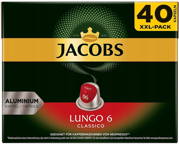 KAWA NESPRESSO JACOBS LUNGO CLASSICO 40st XXL-PACK