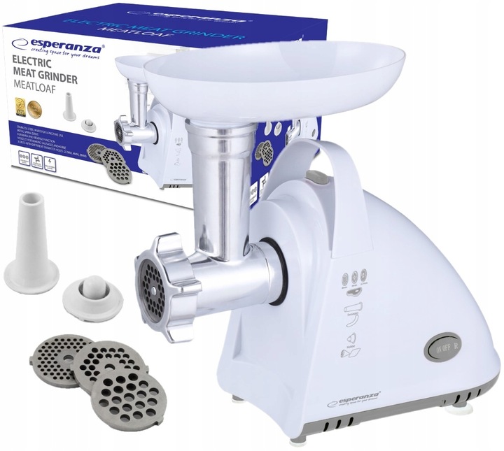 ELEKTRYCZNA MASZYNKA DO MIELENIA MIĘSA MOCNA 2000W 3 SITA DYSZA DO KIEŁBASY