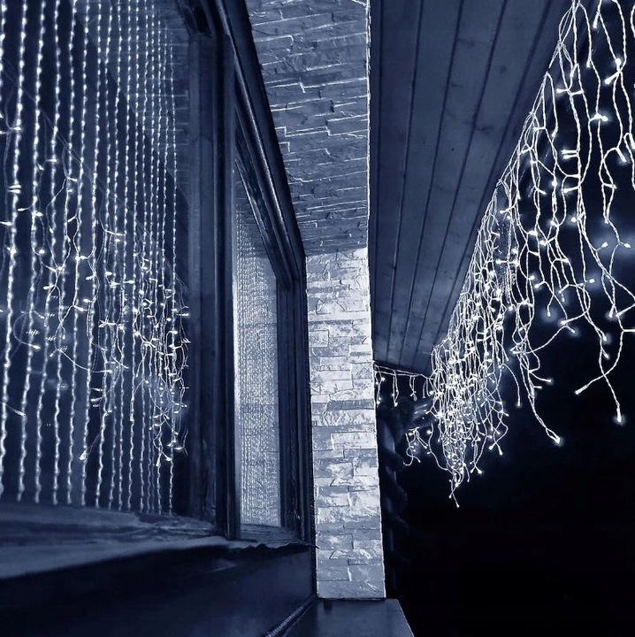 SOPLE 500 LED KURTYNA LAMPKI ZEWNĘTRZNE Białe Zimnee 24m Lampki Girlanda