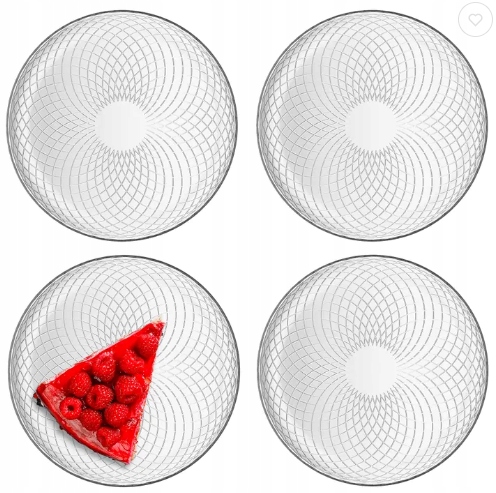 Szklane TALERZYKI Deserowe NA CIASTO Przekąski 4x17 cm Przezroczyste