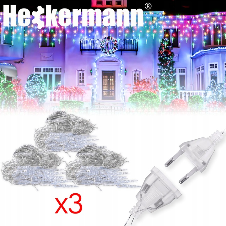 LAMPKI ZEWNĘTRZNE I WEWNĘTRZNE ŚWIĄTECZNE SOPLE 216 LED Z EFEKTEM ŚWIATEŁKA