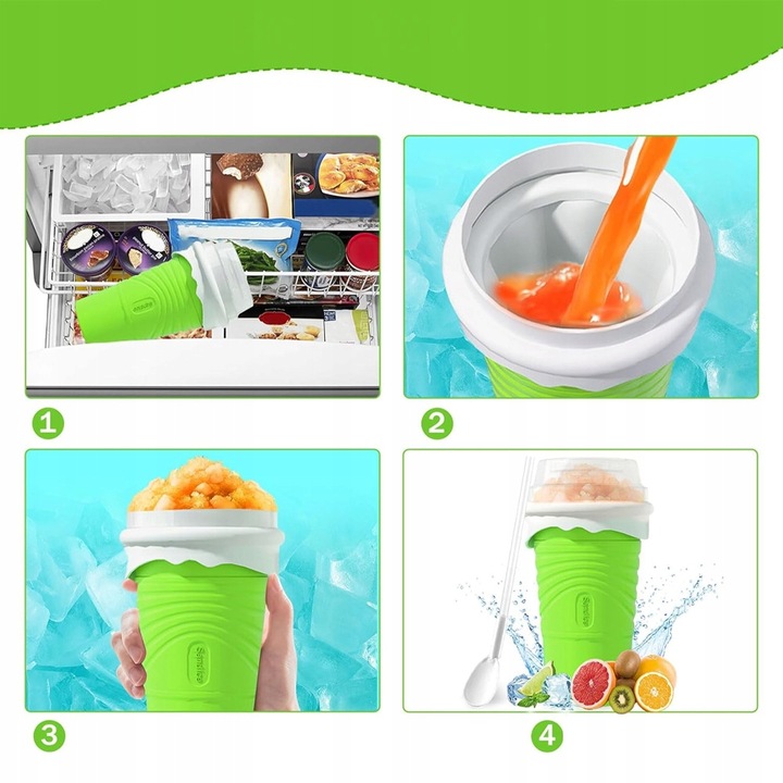 KUBEK DO ROBIENIA SLUSHY LODÓW SORBETÓW WYCISKANY NA BREJĘ SMOOTHIE 500ML