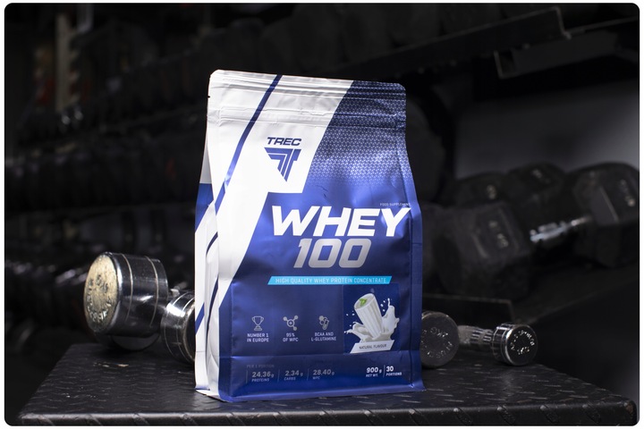 PYSZNE BIAŁKO WPC Trec Whey 100 900g PROTEINY NA MASĘ MIĘŚNIE DO TRENINGU