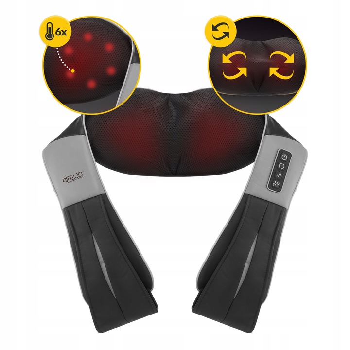 MASAŻER KARKU SHIATSU BEZPRZEWODOWY MASUJĄCY GRZEJĄCY SZYI PLECÓW ULTRA+