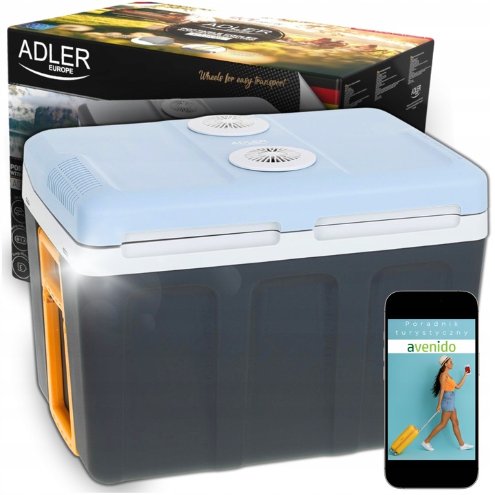 Lodówka turystyczna 40L samochodowa przenośna grzanie Adler