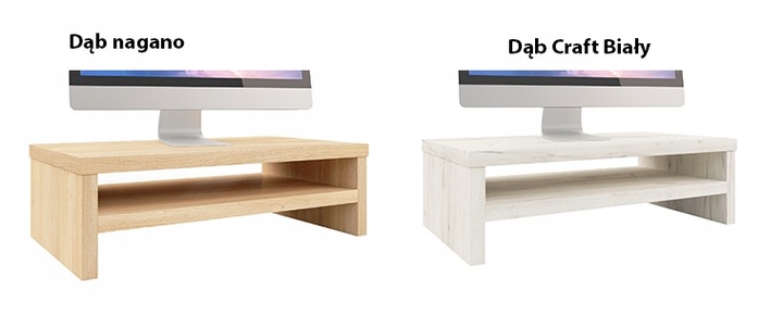 Podstawka pod monitor Na Wymiar z półką biała niewidoczny montaż