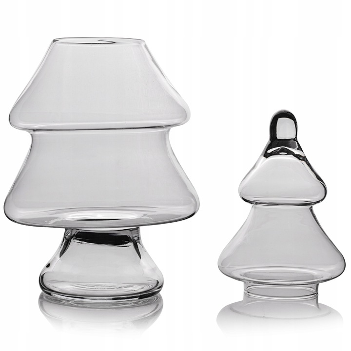 PROMOCJA !! ZESTAW 2szt CHOINEK SZKLANYCH H27 i H40 cm pojemnik na święta