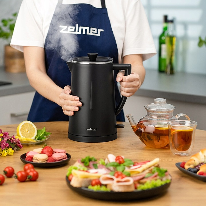 CZAJNIK ELEKTRYCZNY ZELMER BEZPRZEWODOWY STAL NIERDZEWNA CICHY 1,7L 1500W