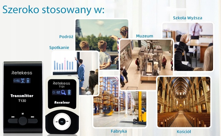 Retekess T130-T131 Bezprzewodowy System Tour Guide, Audio Tour Guide System