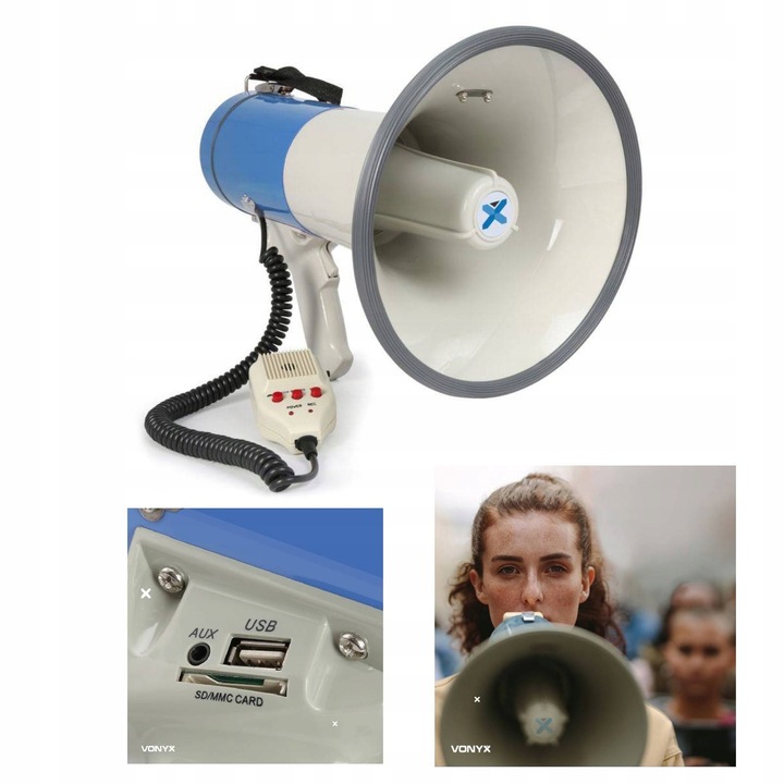 PROFESJONALNY Megafon 55W Vonyx USB/BT/AUX/MP3