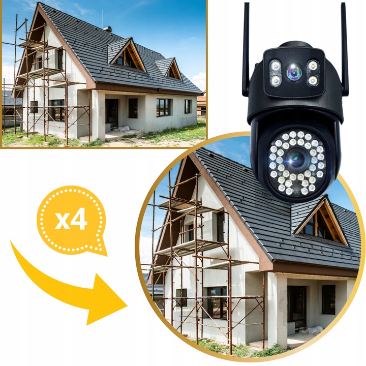 PODWÓJNA KAMERA WIFI IP ZEWNĘTRZNA OBROTOWA ŚLEDZENIE 2X3MPX DOŚWIETLENIE