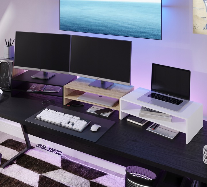 PODSTAWKA POD MONITOR Z PÓŁKĄ NA BIURKO NADSTAWKA PODNOSI EKRAN O 14 CM