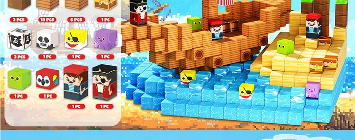 KLOCKI MAGNETYCZNE SZEŚCIANY DLA DZIECI 100 KLOCKÓW MODUŁY EDUKACYJNE STEM