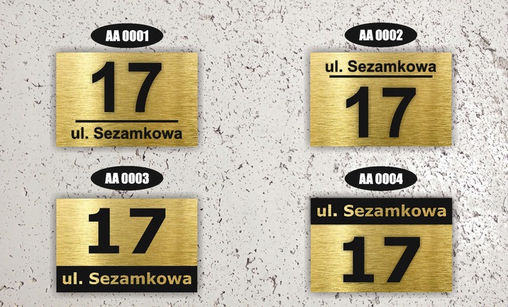 NUMER NA DOM TABLICZKA ADRESOWA Z NUMEREM DOMU 32x21 cm Złota + DYSTANSE