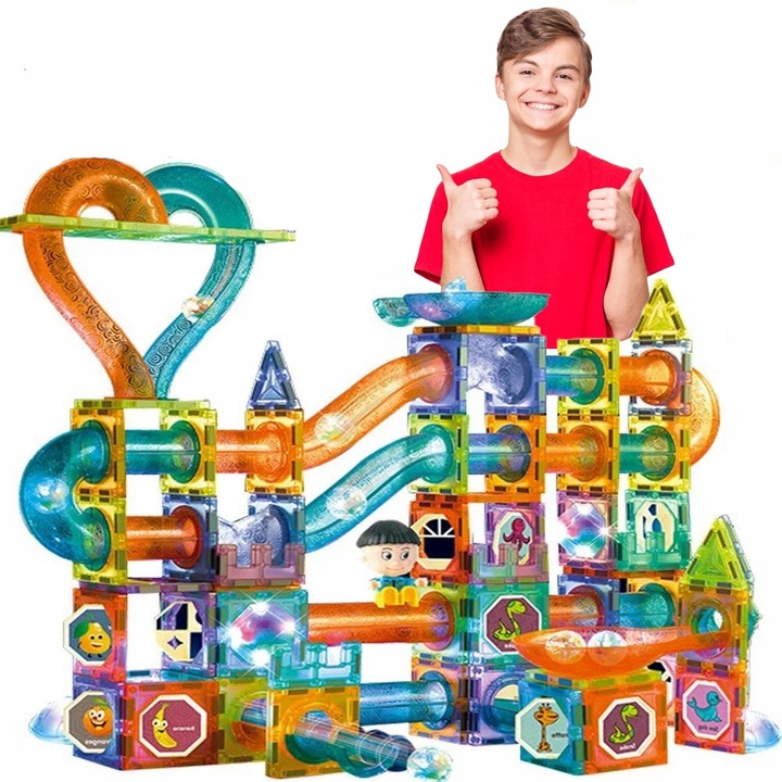 KLOCKI MAGNETYCZNE KULODROM ŚWIECĄCE 202EL. KLOCKI ZESTAW XXL