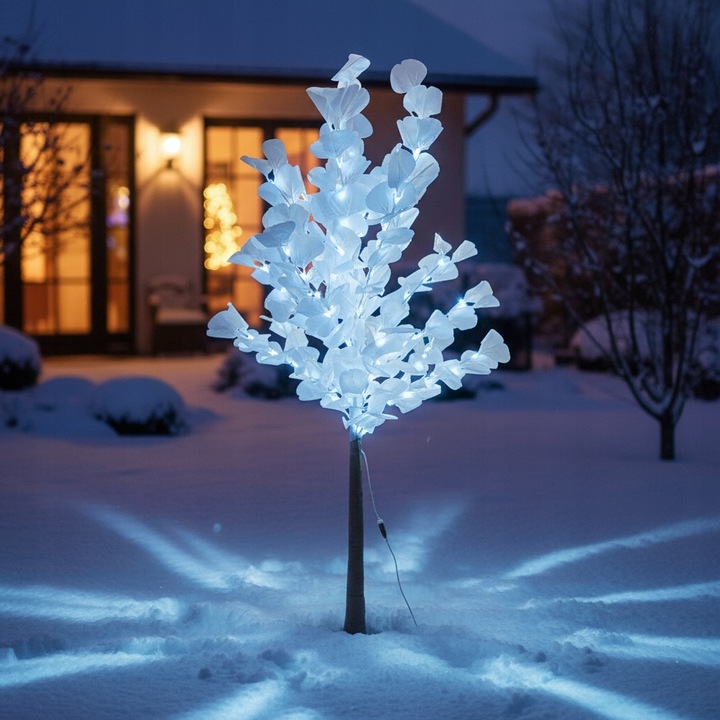 Drzewko Świąteczne Ozdobne Świecące LED BRZOZA 150 cm Lampki Białe Zimne