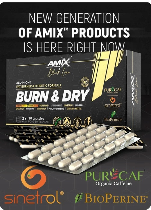 TABLETKI ZMNIEJSZAJĄCE APETYT + SPALACZ TŁUSZCZU, usuwanie wody - Burn Dry