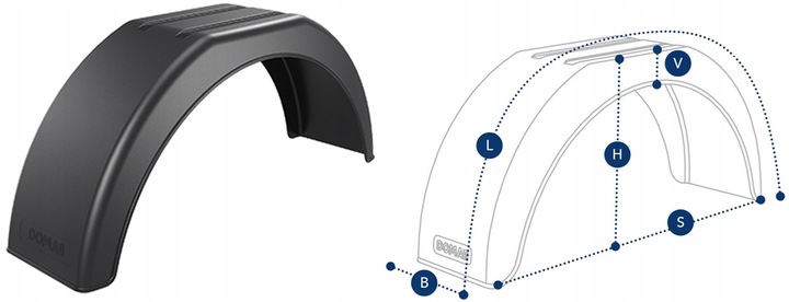 Błotnik nadkole przyczepki 220/790 DOMAR 14"