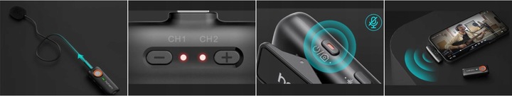 Mikrofon bezprzewodowy Hohem Lavalier Mic-01 (1 TX + 1 RX) Czarny, USB-C